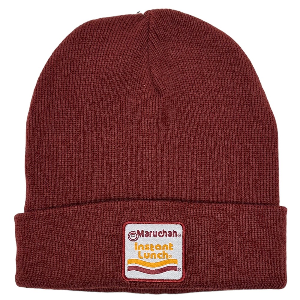 Maruchan Cup of Ramen Instant Lunch Noodle Soup Cuff Skull Beanie in Burgundy